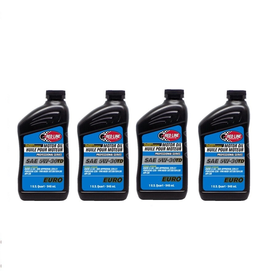 Red Line For Full-synthetic Professional 5W30TD Euro Motor Oil SetQuart 12224 x4