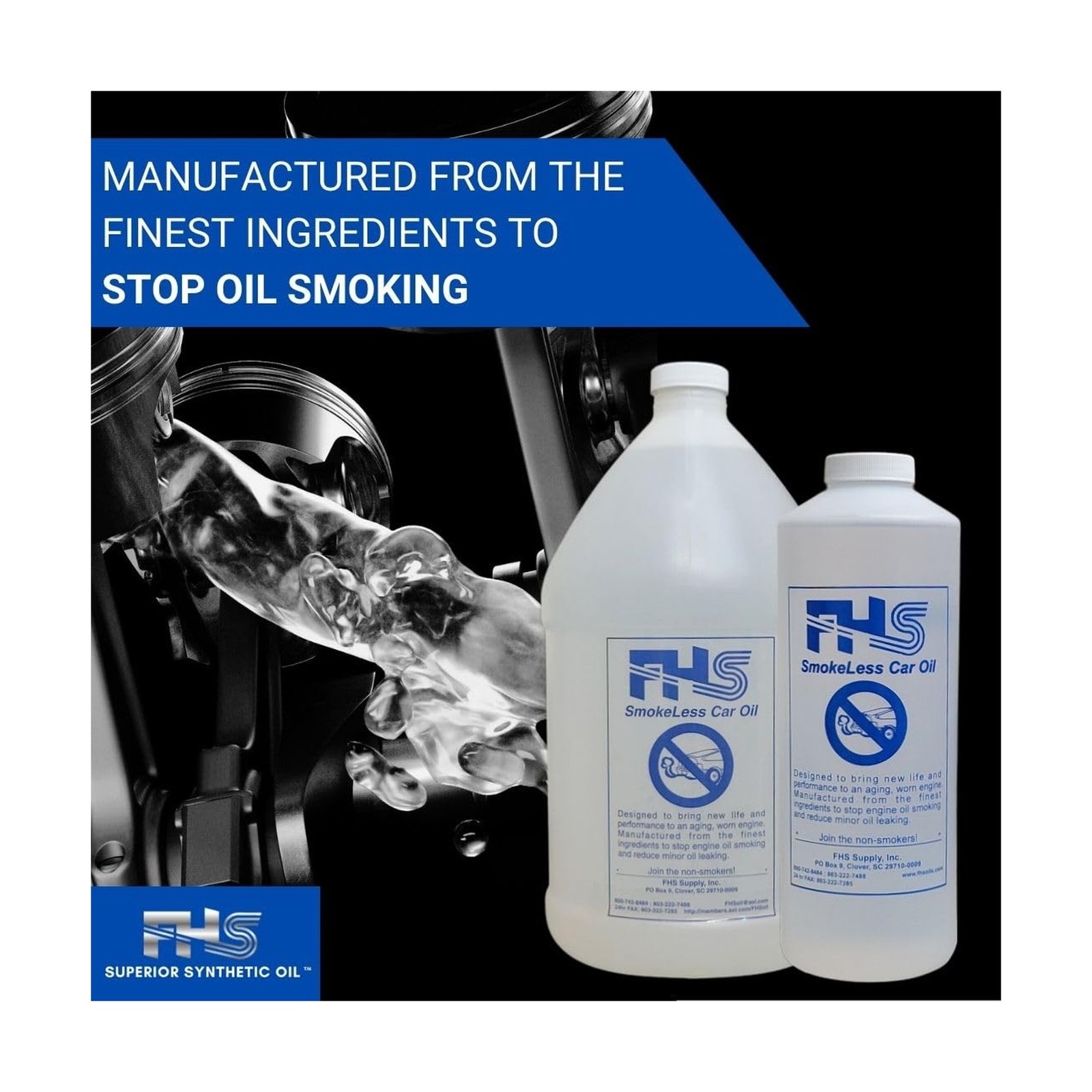 FHS Smokeless Motor Oil (Heavy) (8 Qts) – High-Performance Engine Oil w/Pr