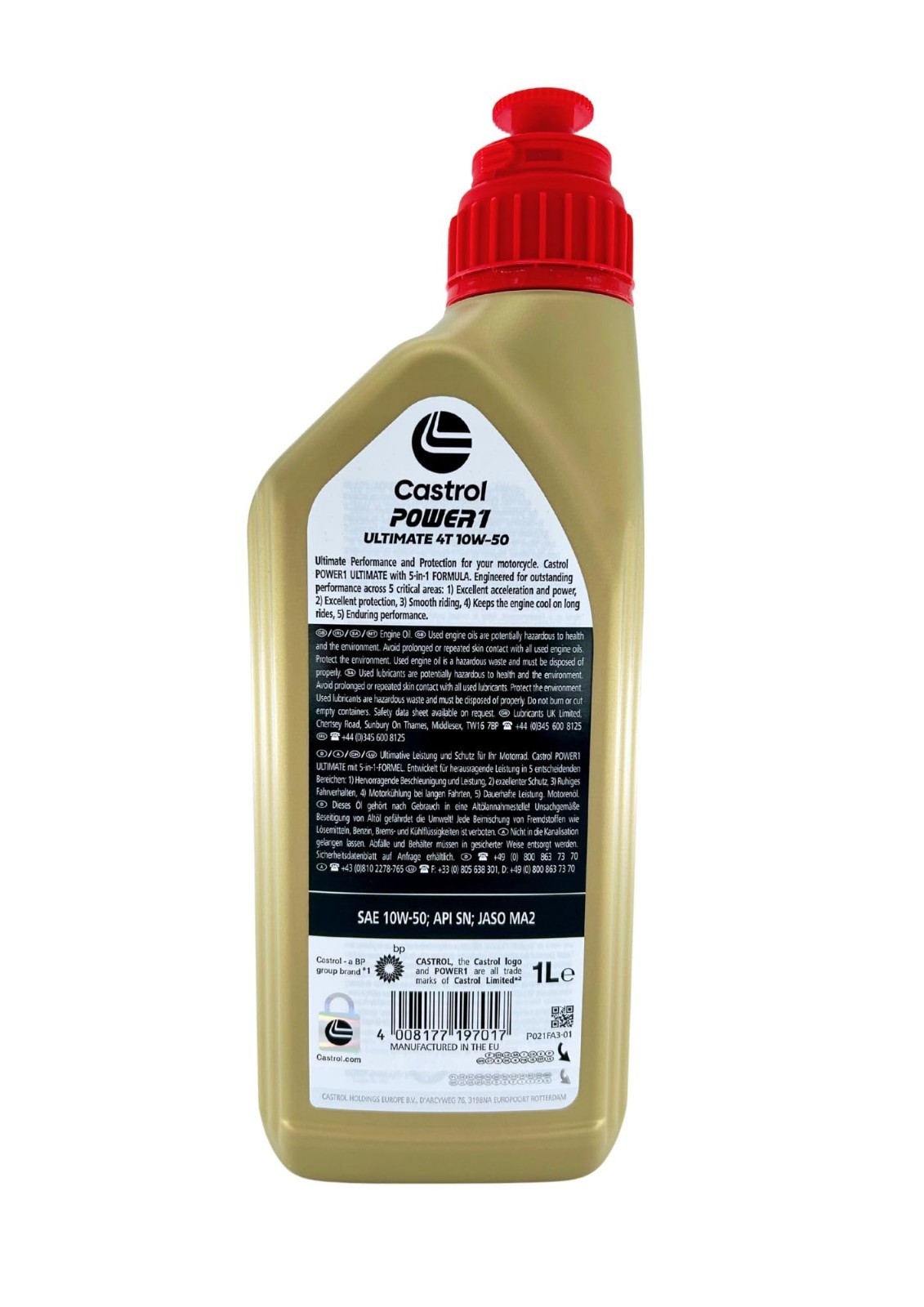 Castrol Power 1 Ultimate SAE 10W50 2 Litre Motorcycle Scooter Quad 4 Stroke Engine Oil