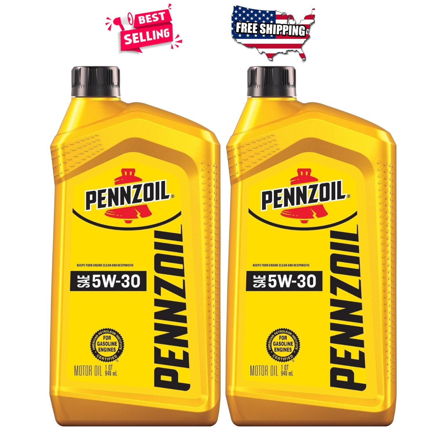 5W-30 Synthetic Blend Motor Oil 2 Pack 1 Quart Each Engine Clean Wear Protection