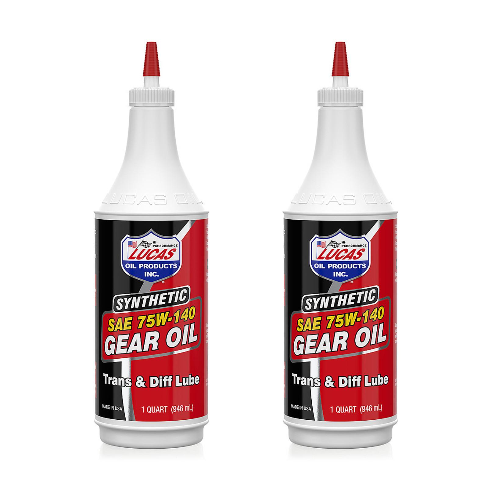 Lucas Oil Synthetic SAE 75W-140 Gear Oil Trans & Diff Lube 1 Qt Bottle Set of 2