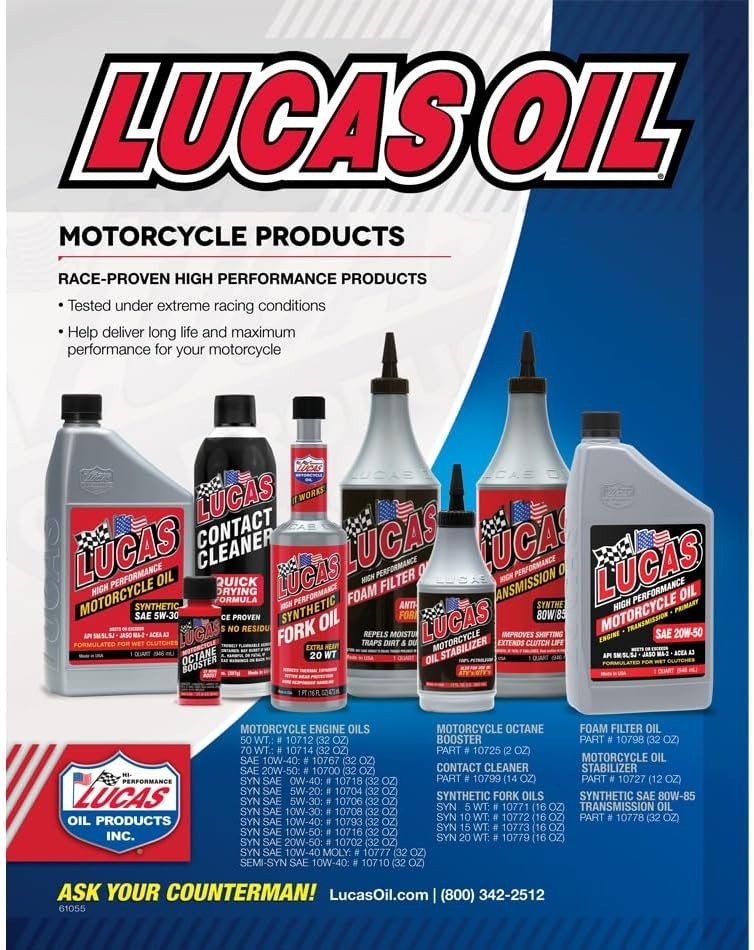 Lucas High Performance SAE 10W-40 Motorcycle Oil – 1 Quart for Ultimate Engin…