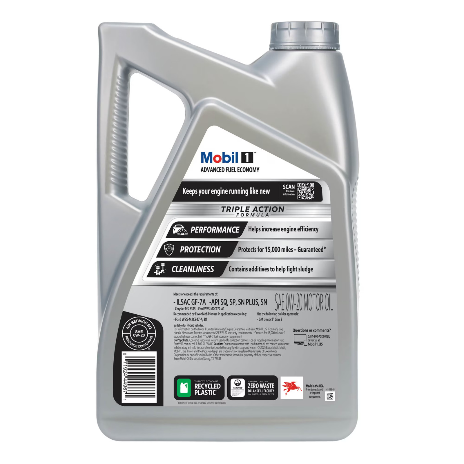 (2 pack) Mobil 1 Advanced Fuel Economy Full Synthetic Motor Oil 0W-20, 5 Quart