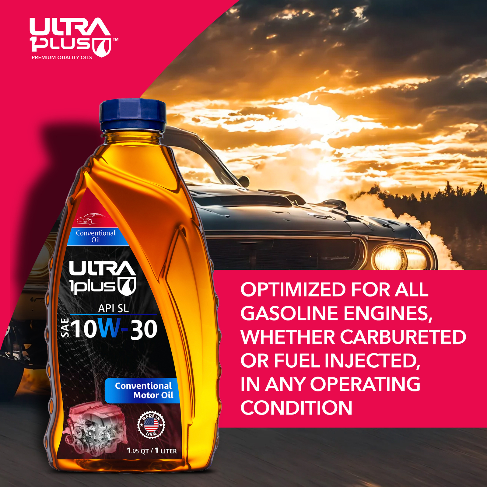 Ultra1Plus SAE 10W-30 Conventional Motor Oil API SL (US Gallon – 4 QTS)