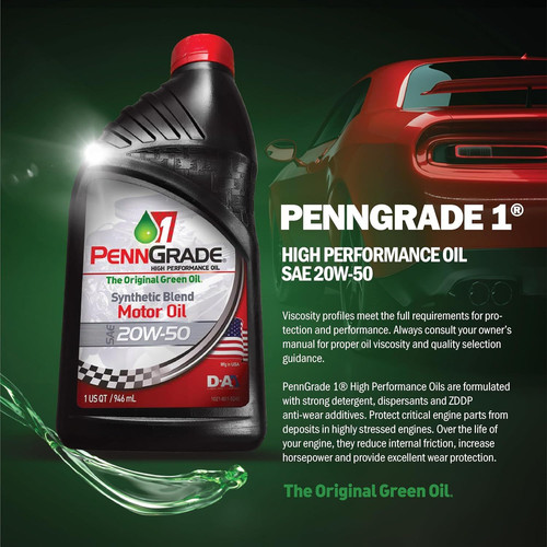 PENN GRADE 1, 71196, Synthetic Blend High Performance Oil SAE 20W-50, 1…