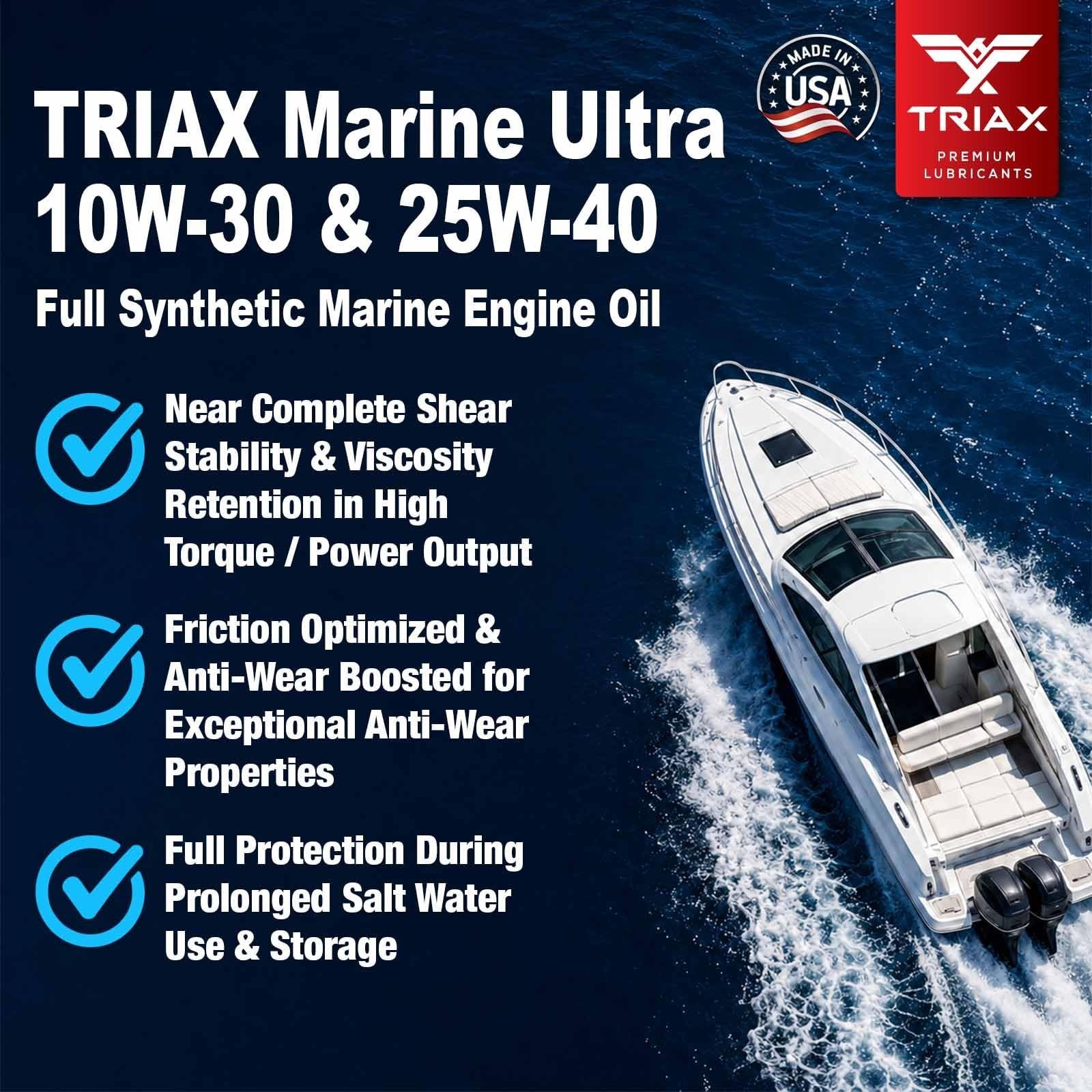 Full Synthetic 25W-40 Marine Engine Oil for Inboard, Outboard & PWC – 5 Quart