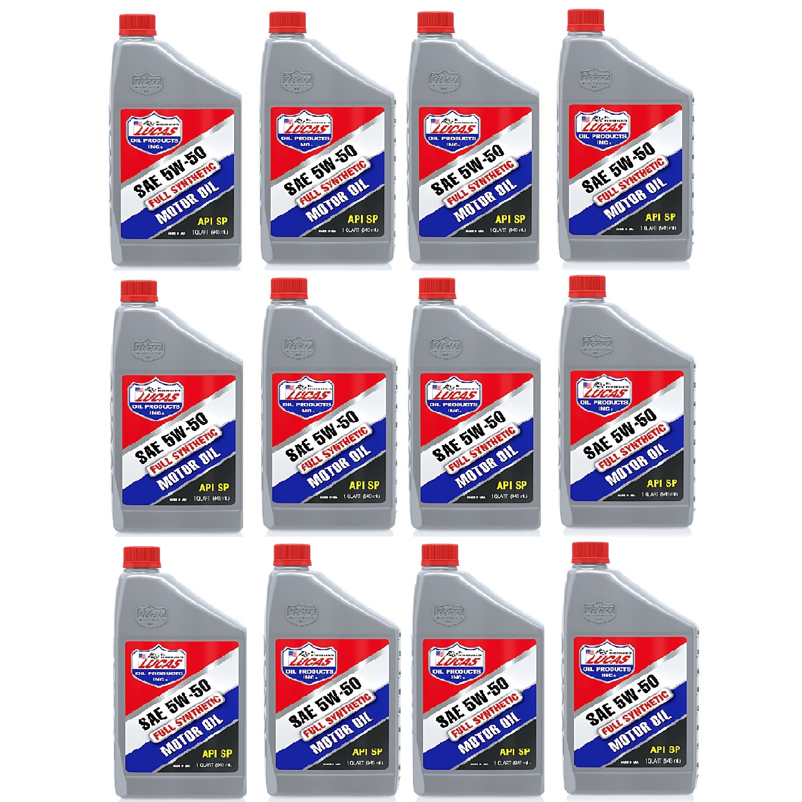Lucas Oil Set of 12 High Mileage SAE 5W-50 Synthetic Motor Oil 1 Quart Bottles