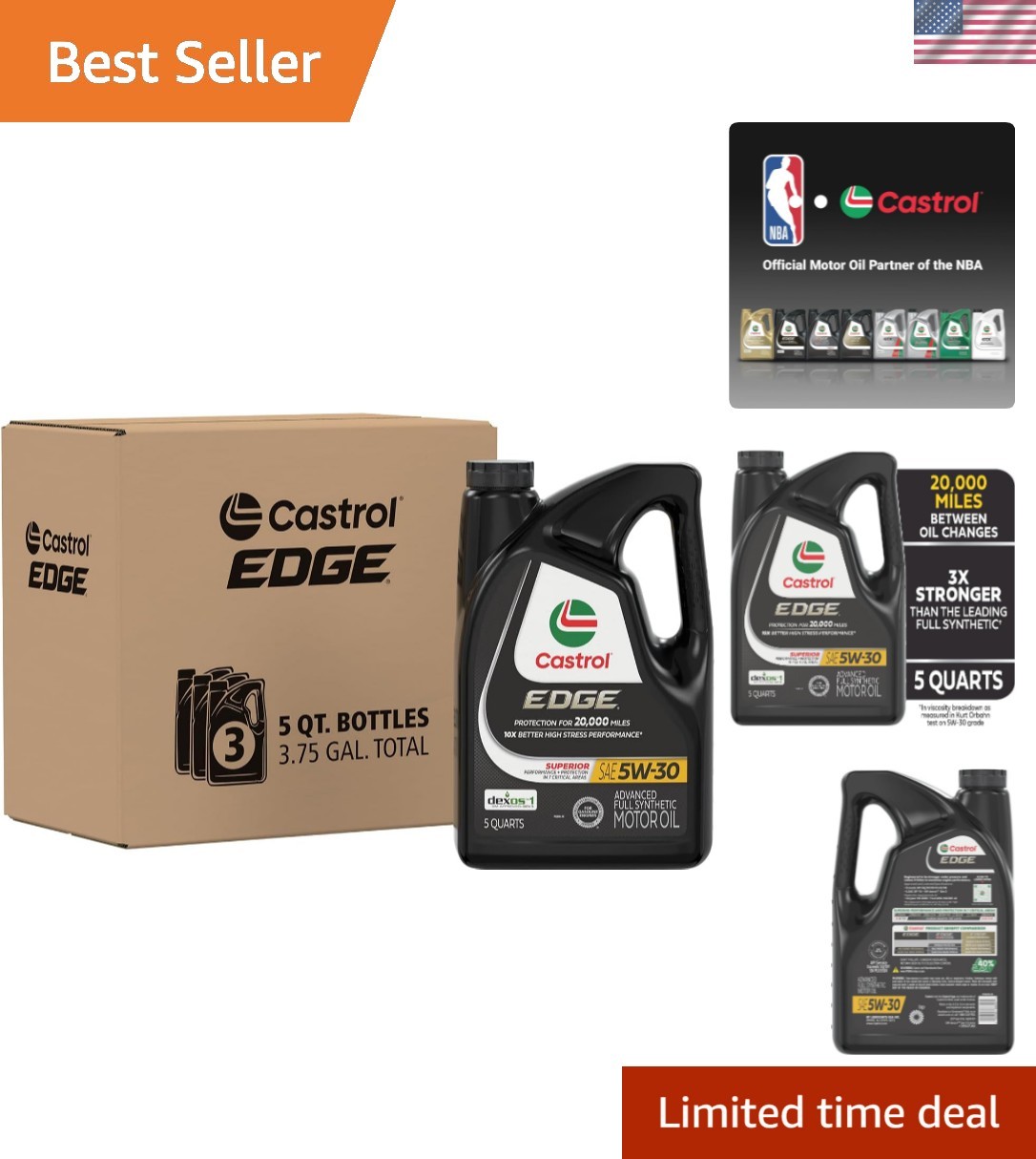 High-Performance EDGE 5W-30 Full Synthetic Oil Jug – Universal Fit for Vehicles