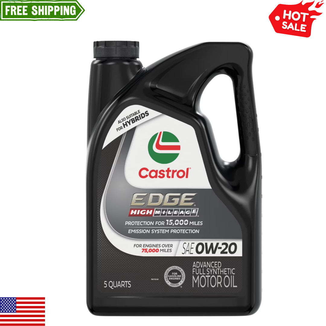 Castrol EDGE High Mileage 0W-20 Advanced Full Synthetic Motor Oil, 5 Quarts