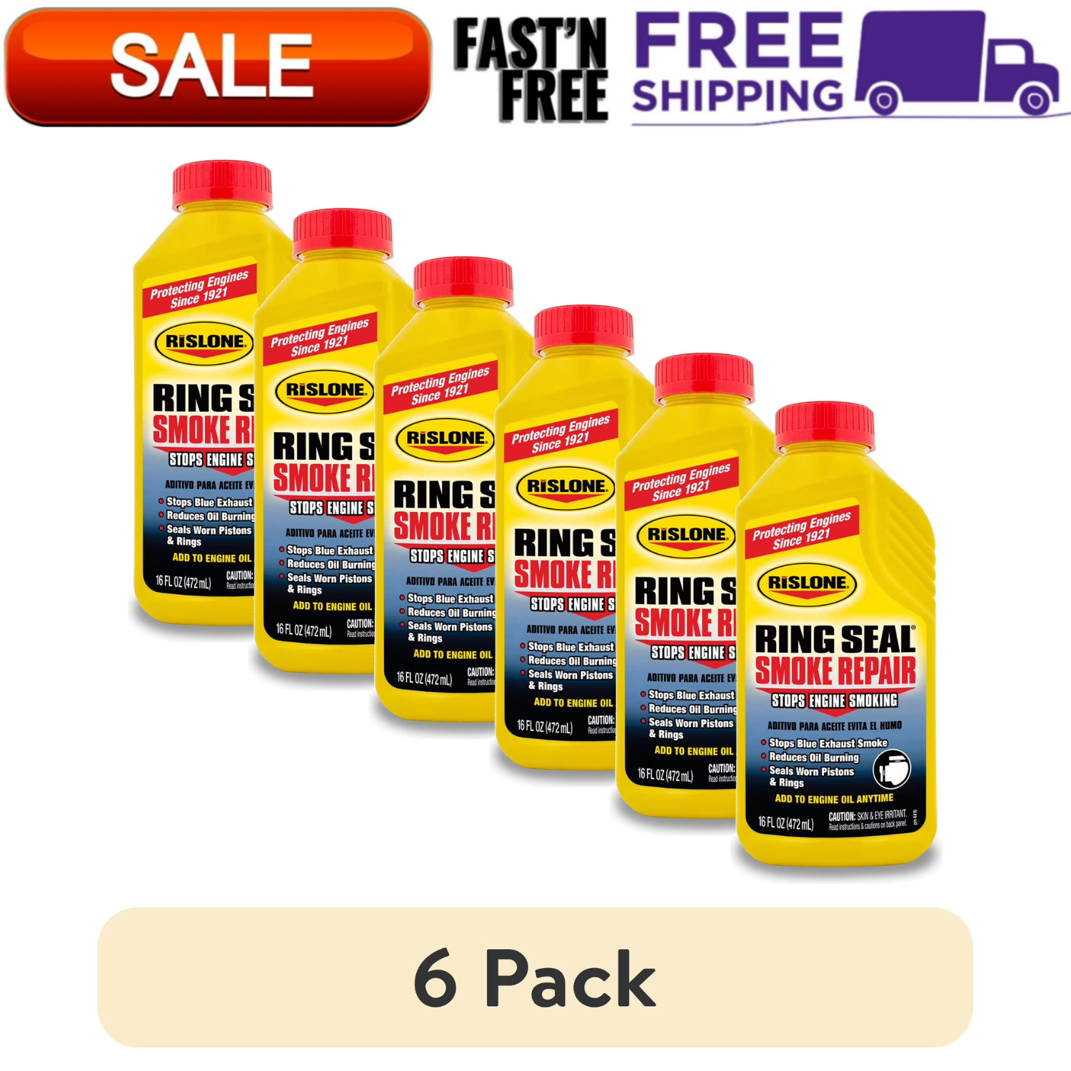 Rislone 4416 High Mileage Ring Seal Smoke Repair, Oil Additive, 16 oz, 6 Pack