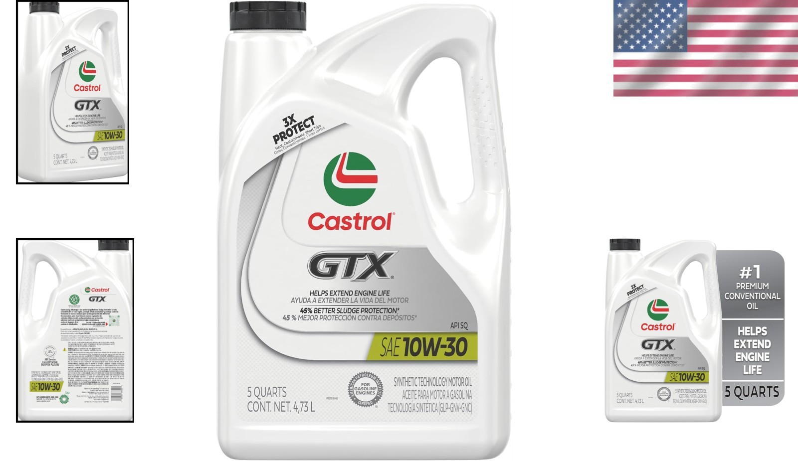 5 Quarts of GTX 10W-30 Oil – Universal Fit for Cars, Advanced Engine Protection