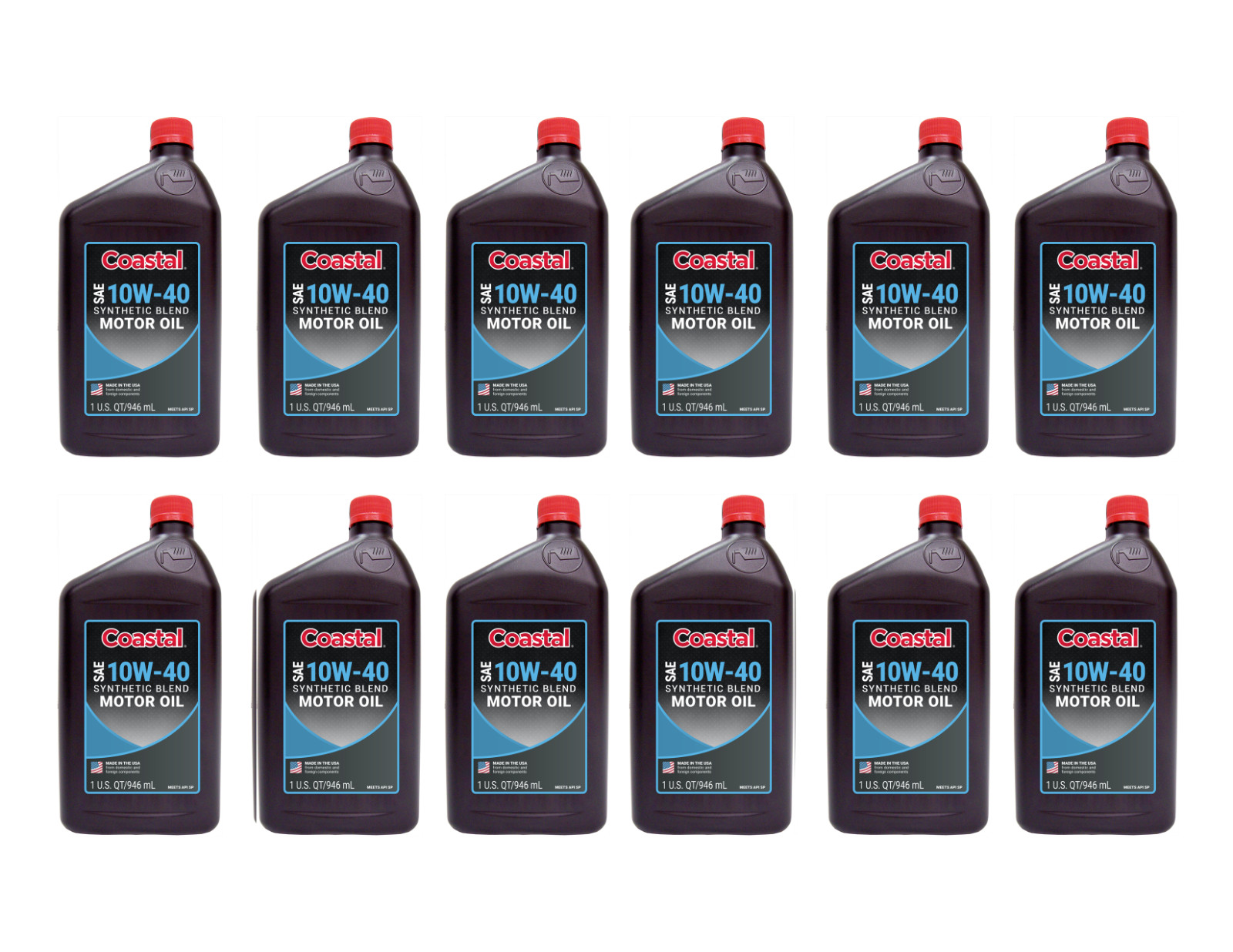 Coastal 10W-40 Synthetic Blend Motor Oil, Case of 12 – 1 Quart Bottles | 19201