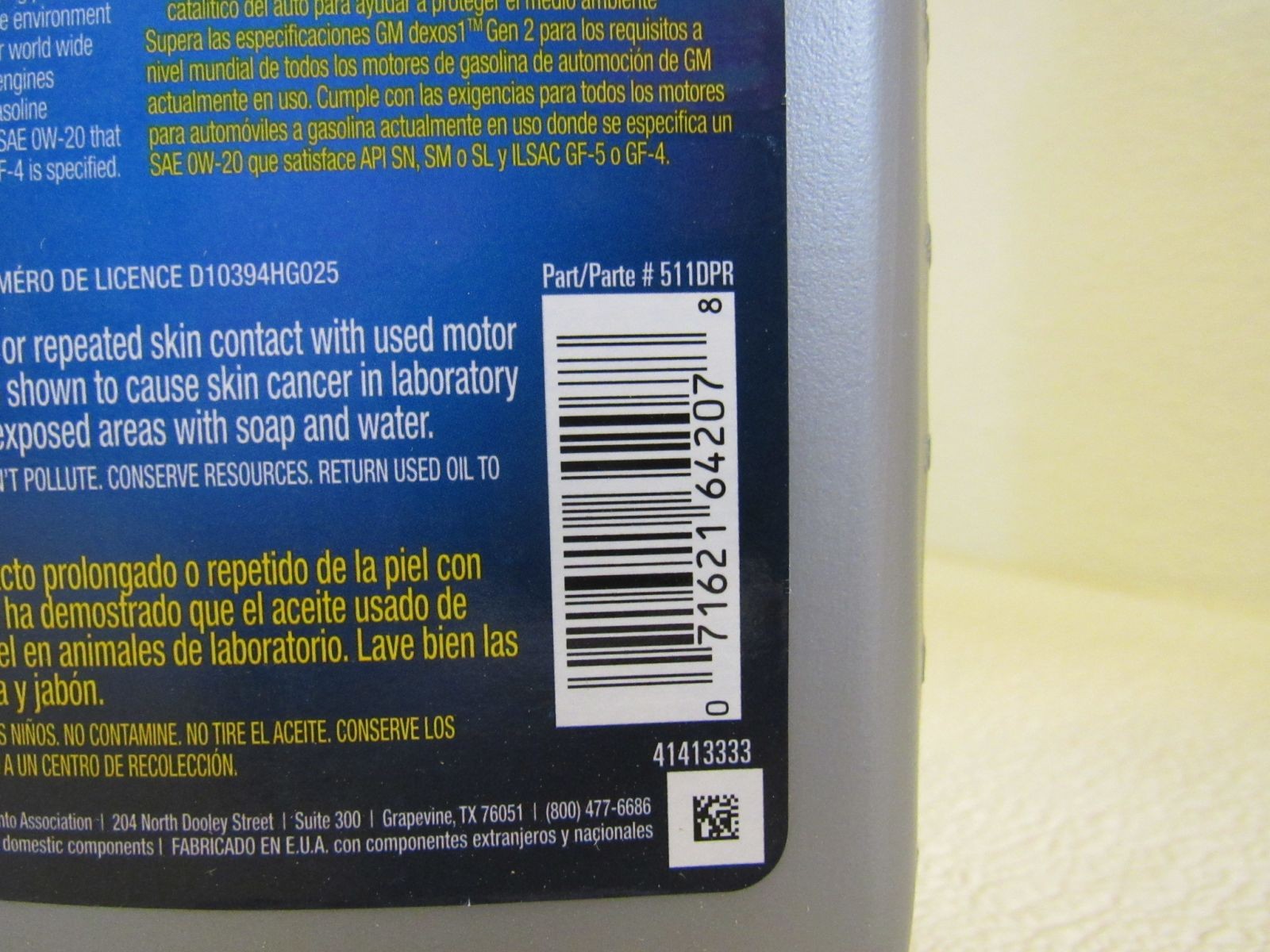 Pronto Full Synthetic Supreme Motor Oil SAE 0W-20 1-qt 946-ml 511DPR