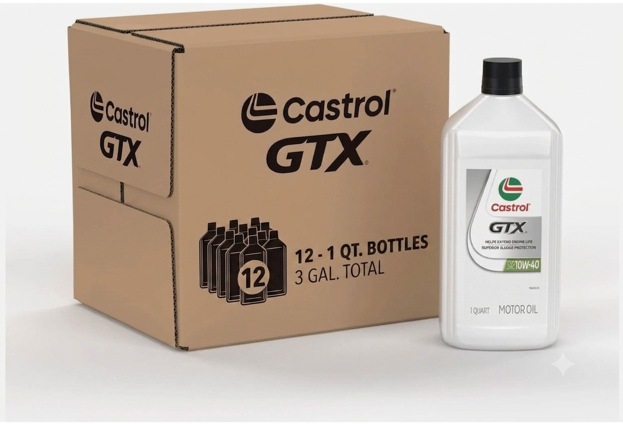Castrol GTX 10W-40 Conventional Motor Oil, Case of 12 – 1 Quart Bottles | 14CD5A