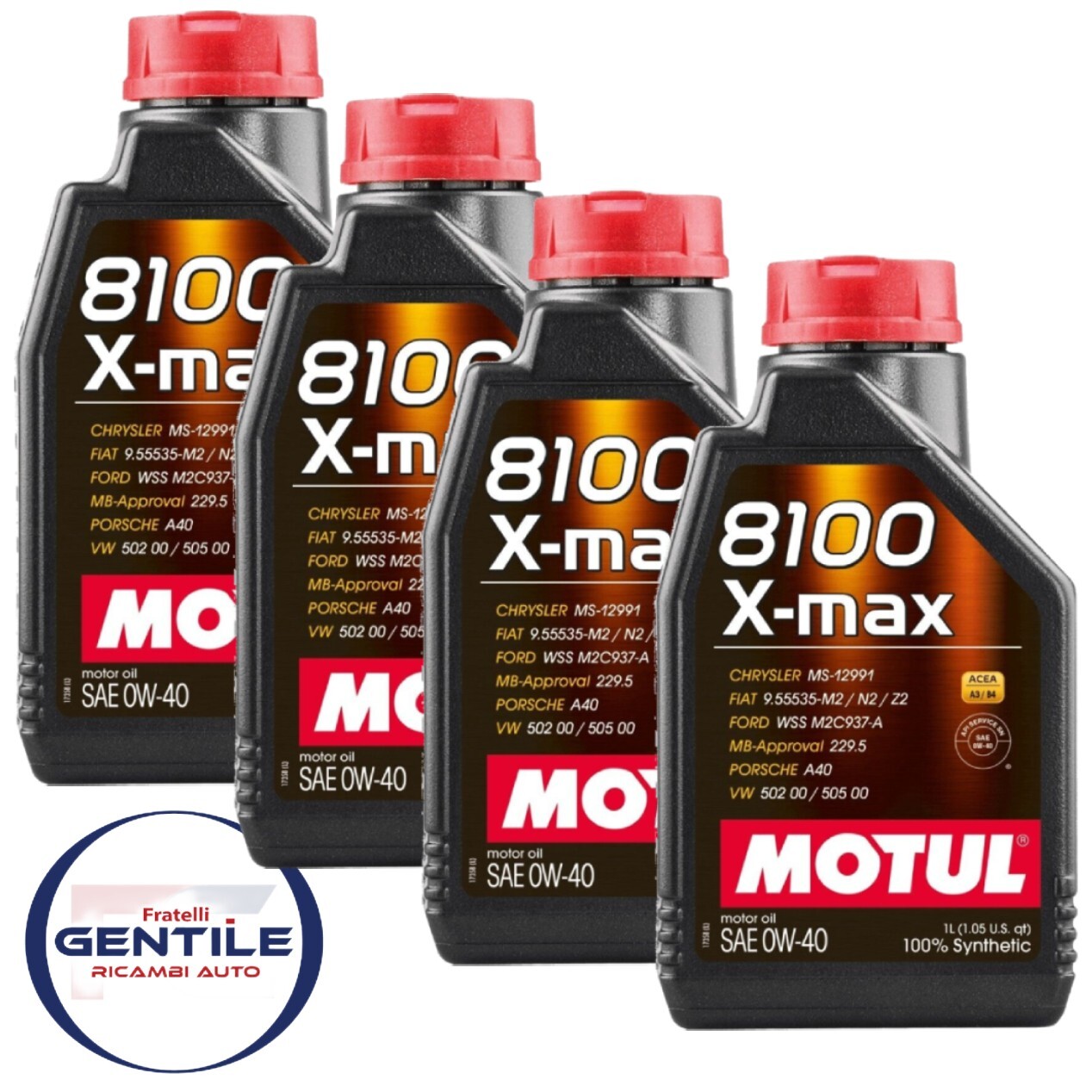 MOTUL 8100 X-Max 0W-40 100% Plastic Acea A3/B4 Engine Oil Car 4 Lt