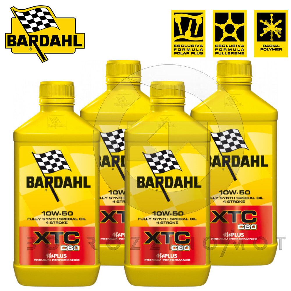 4Lt 100% SYNTHETIC MOTORCYCLE ENGINE OIL 4T BARDAHL XTC C60 10w50 MA2 FULLERENE-POLAR