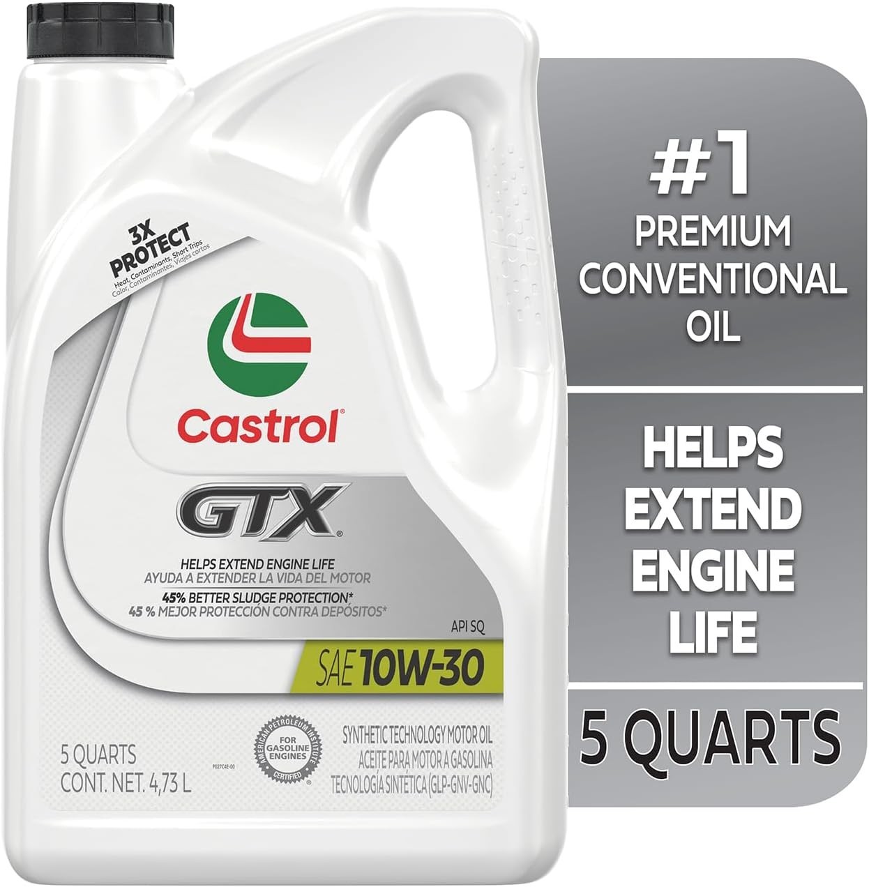 5 Quarts of GTX 10W-30 Oil – Universal Fit for Cars, Advanced Engine Protection