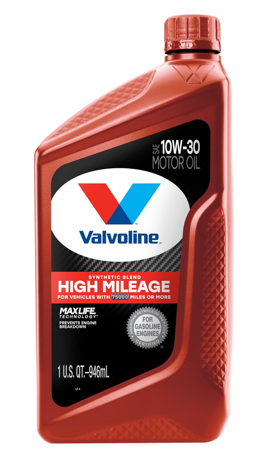 10W30 Synthetic Blend Motor Oil 1 Quart High Mileage Engine Protection