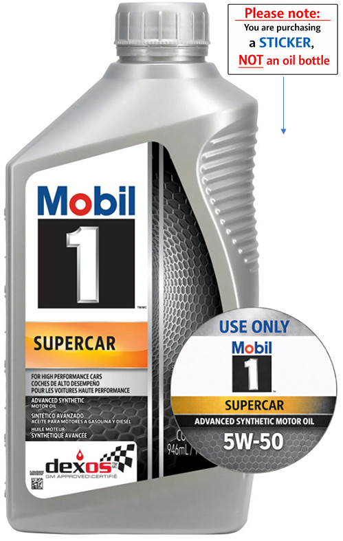 Mobil 1 Supercar 5W-50 – Engine Bay ID Labels (Set of 2)