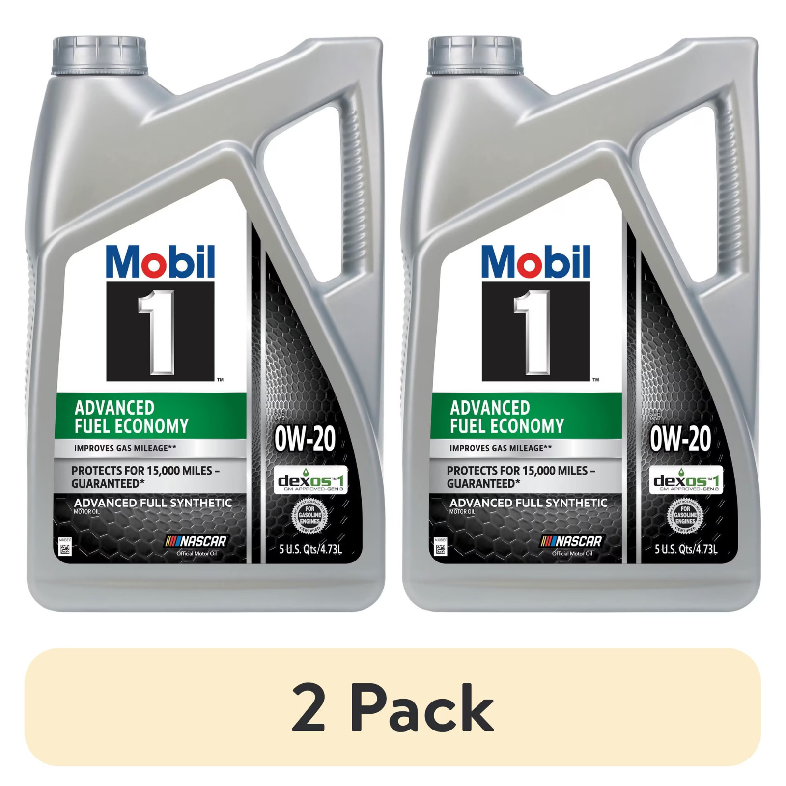 (2 pack) Mobil 1 Advanced Fuel Economy Full Synthetic Motor Oil 0W-20, 5 Quart