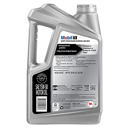 Mobil 1 Advanced Full Synthetic Motor Oil 15W-50, 5 Quart (Pack of 2)