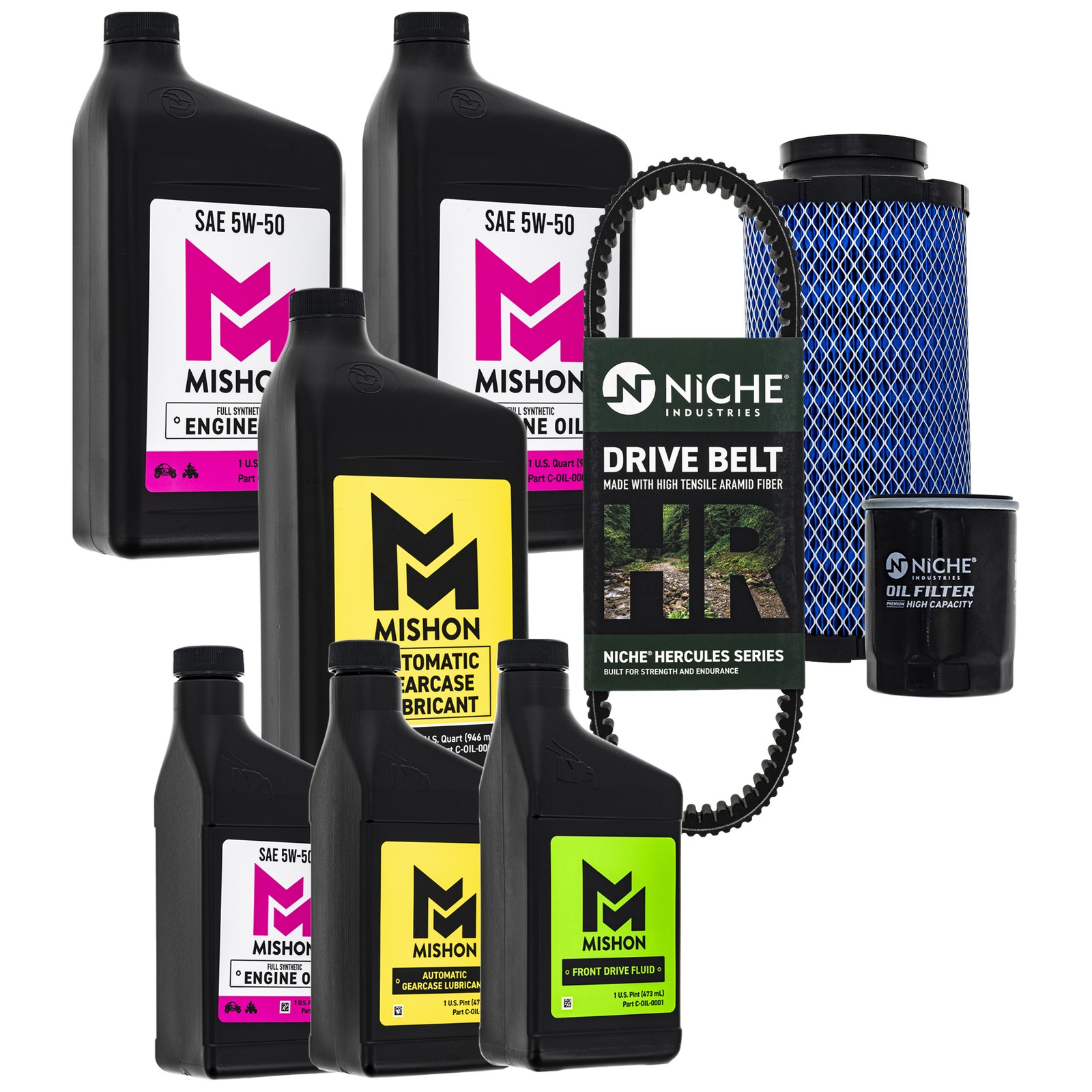 MISHON Full Service Kit for Polaris RZR XP 1000 4 EPS 2015-2023 Oil Change Belt