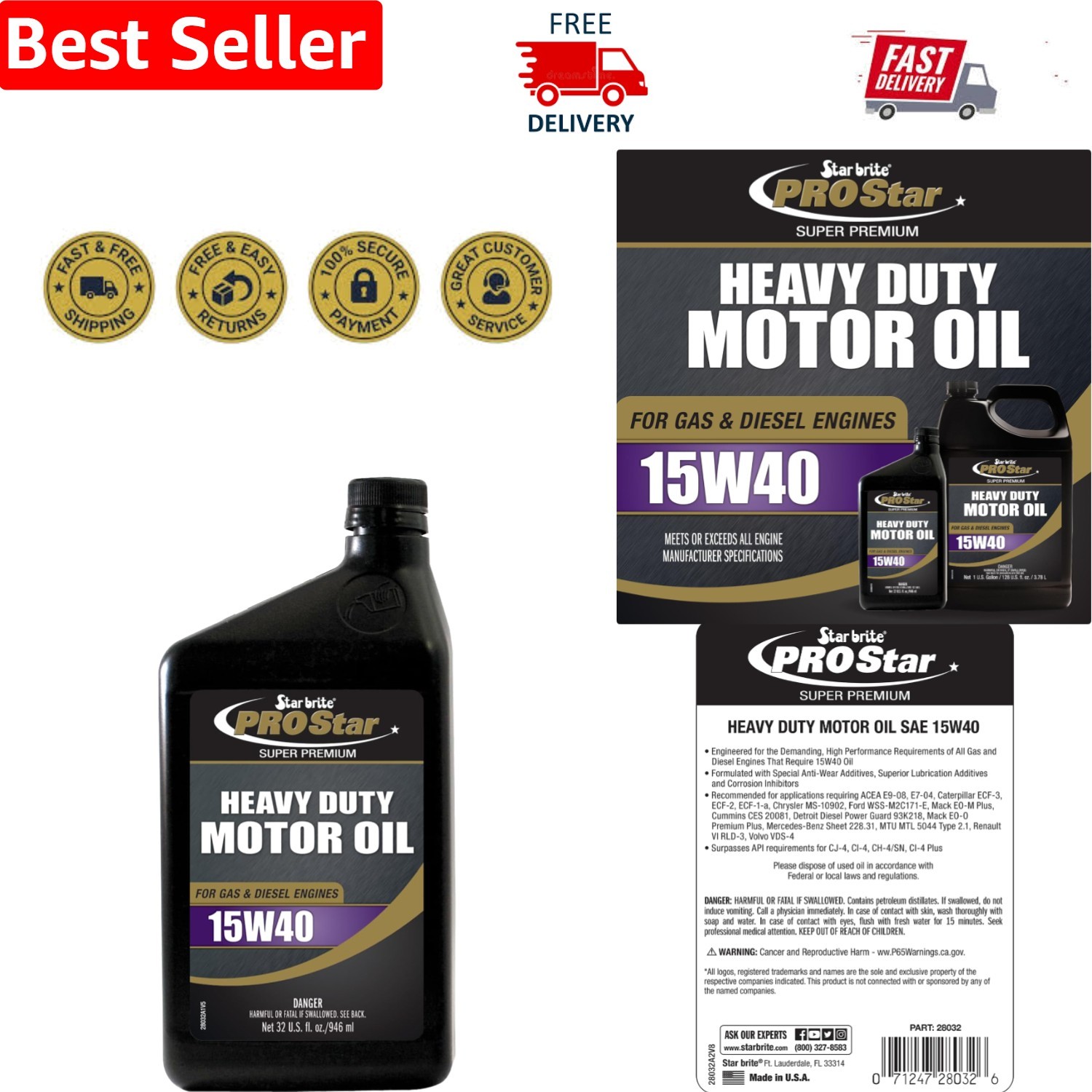 Pro Star Heavy-Duty Engine Oil – SAE 15W-40 – 32 Fl Oz for Ultimate Engine Life