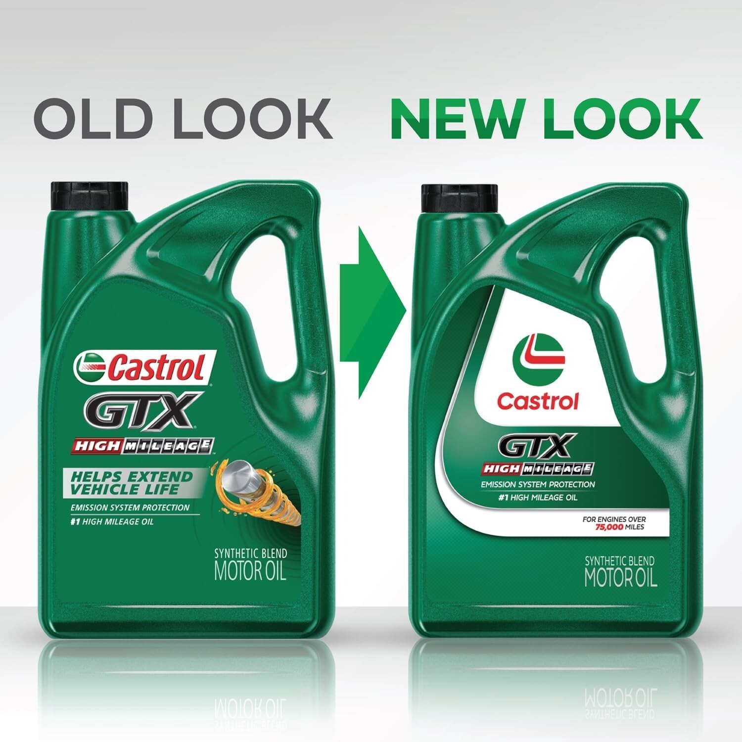 High Mileage Motor Oil 20W-50 Synthetic Vehicle Life Extend Castrol GTX 5 Quarts