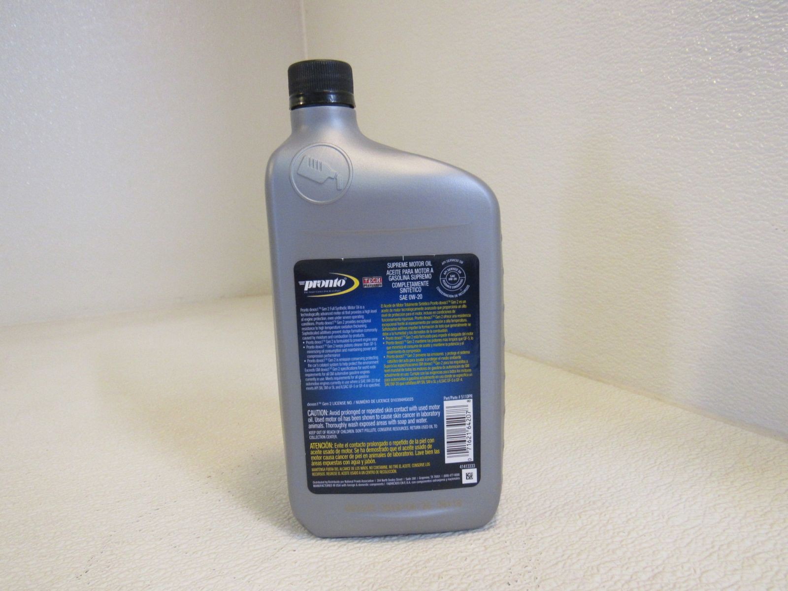 Pronto Full Synthetic Supreme Motor Oil SAE 0W-20 1-qt 946-ml 511DPR