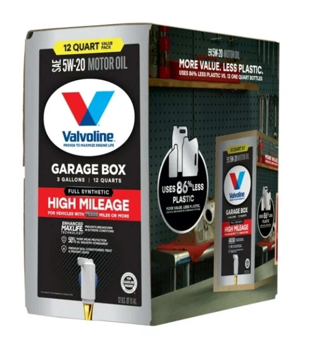 Valvoline Full Synthetic High Mileage 5W-20 Motor Oil w/Max Life Tech, 12 QT 🆕
