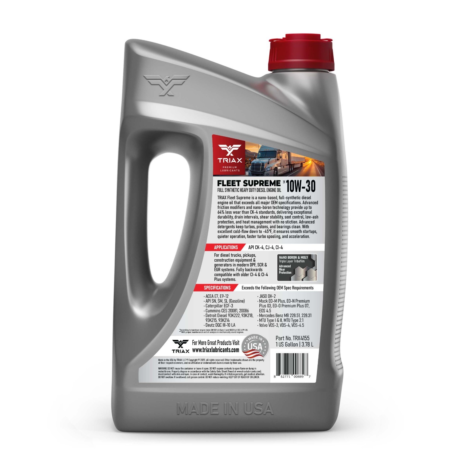 TRIAX Fleet Supreme ESP 10W-30 Full Synthetic CK-4/CJ-4 Motor Oil (1 Gallon)