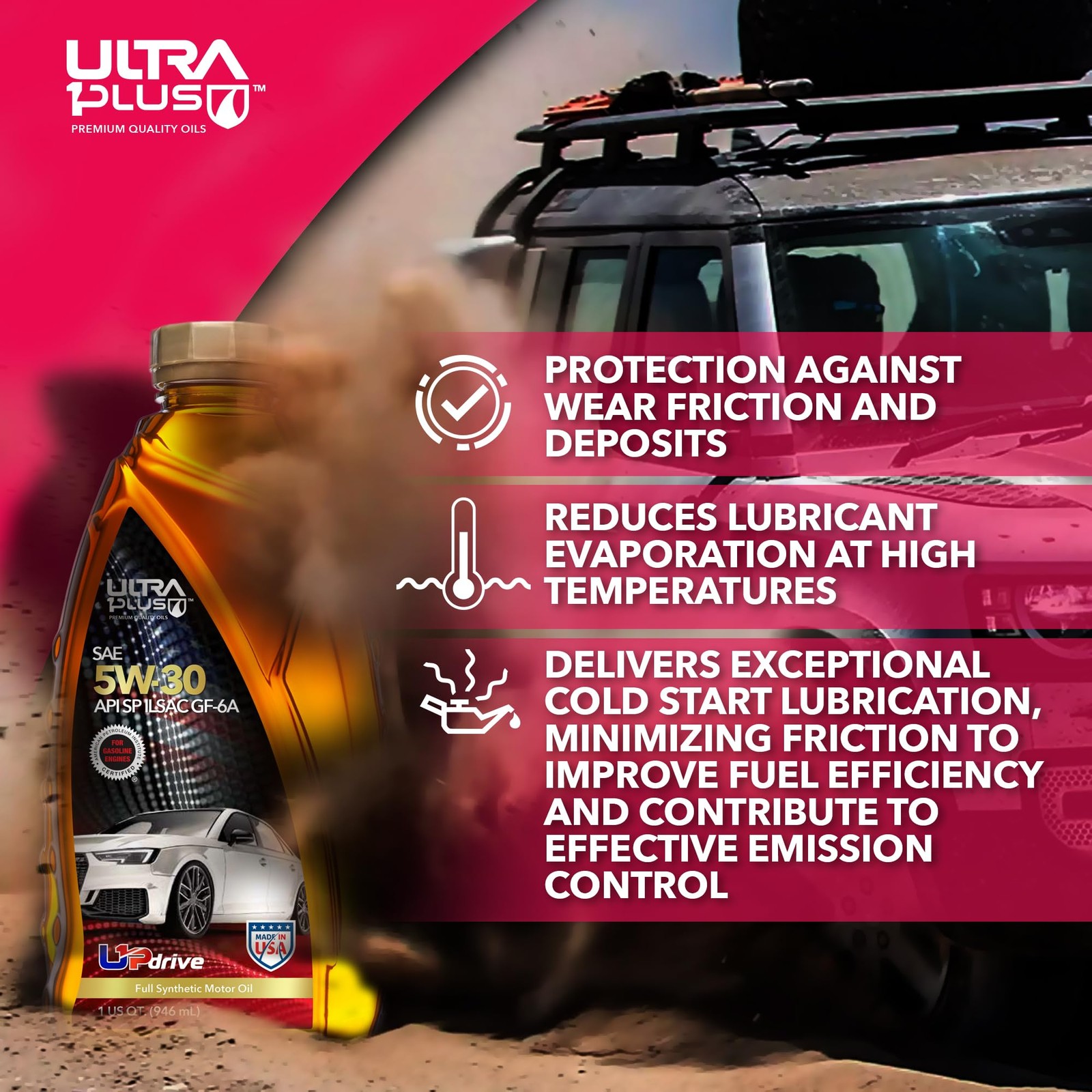 ULTRA 1PLUS SAE 5W-30 Full Synthetic Motor Oil API SP ILSAC 1 Gallon (4 QTS)