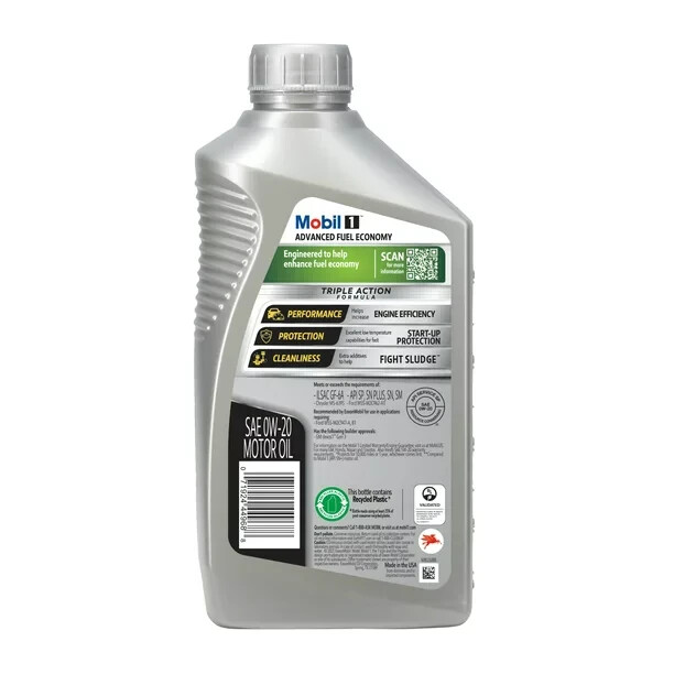 Mobil 1 Advanced Fuel Economy Full Synthetic Motor Oil 0W-20, 1 qt