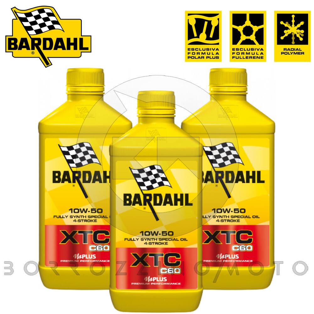 3 Lt 100% SYNTHETIC MOTORCYCLE OIL 4T BARDAHL XTC C60 10w50 MA2 FULLERENE POLAR PLUS
