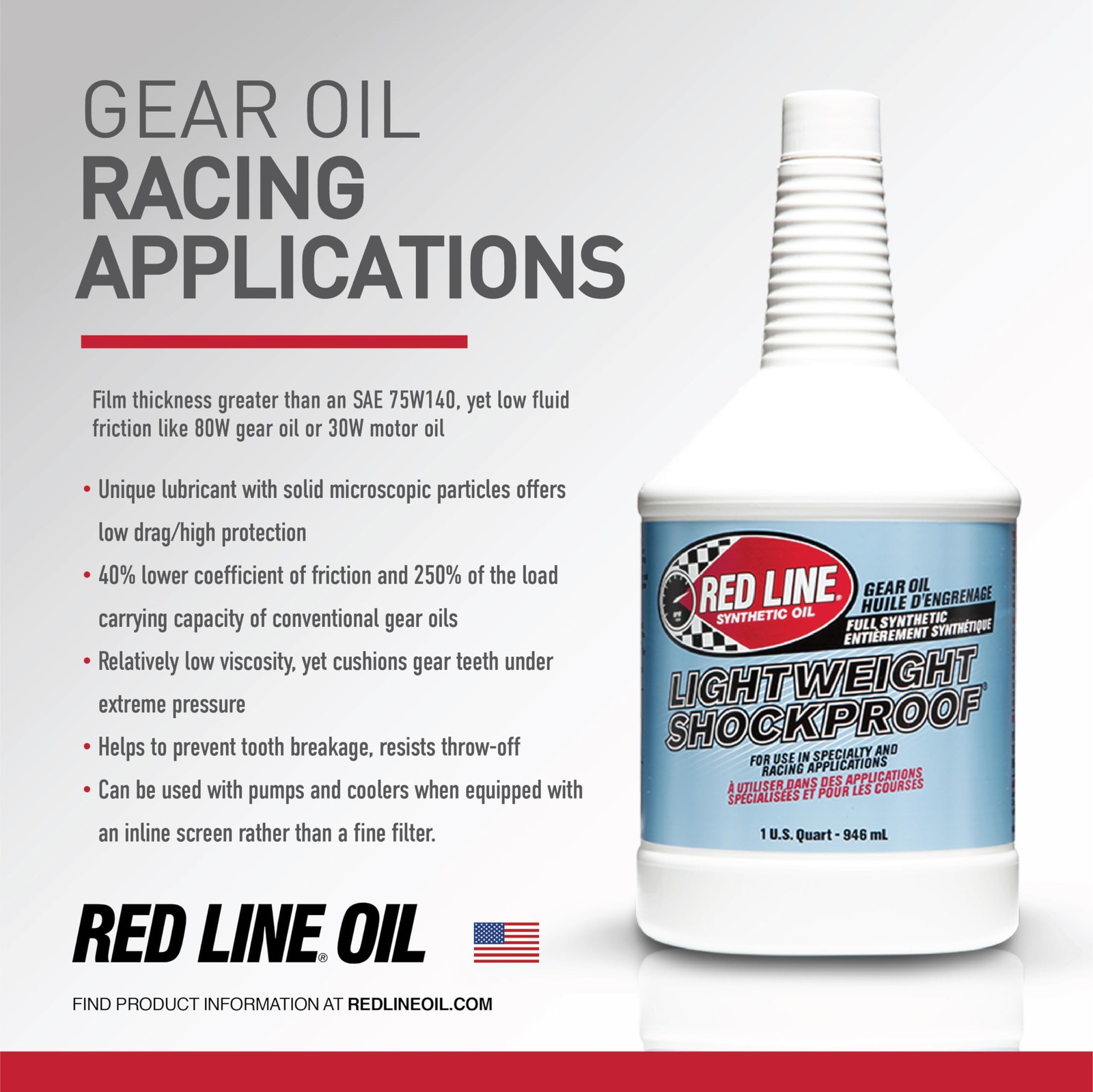 58404 Lightweight Shockproof Gear Oil 1 Quart Bottle Automotive Engine Fluid