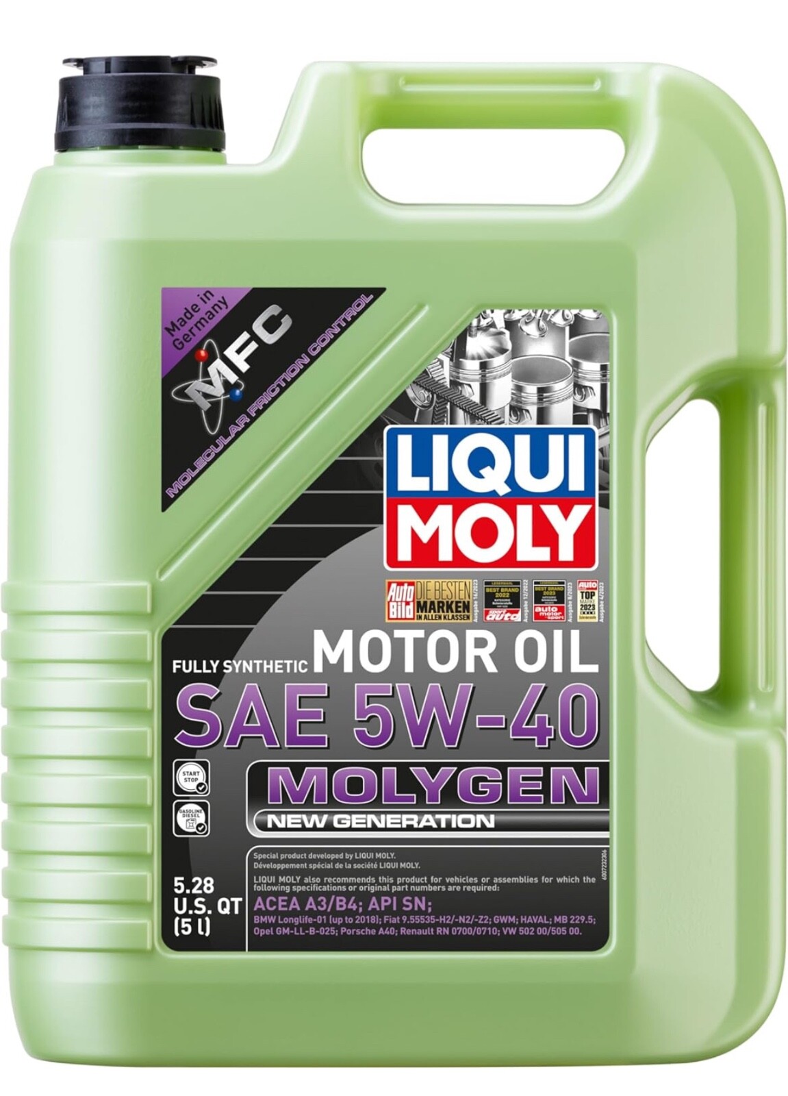 5 LITER LiquiMoly 5w40 MOLYGEN NEW GENERATION Engine Motor Oil