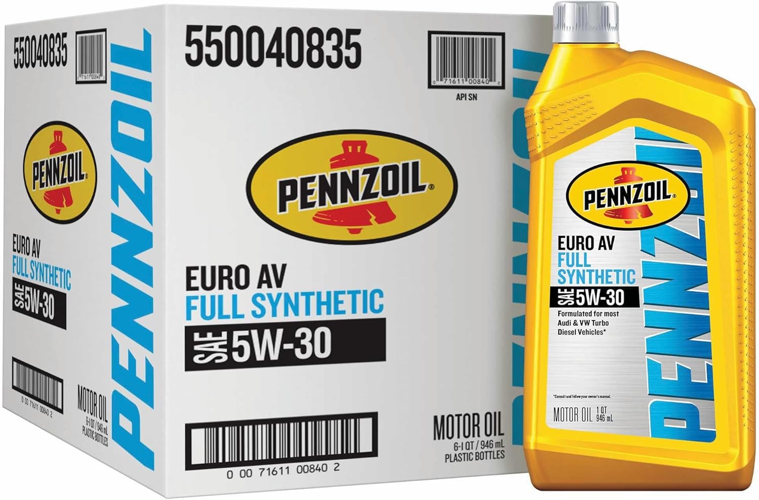Platinum Euro Full Synthetic 5W-40 0W-40 5W-30 0W-30 Motor Oil, 1 Quart (6 Pack)