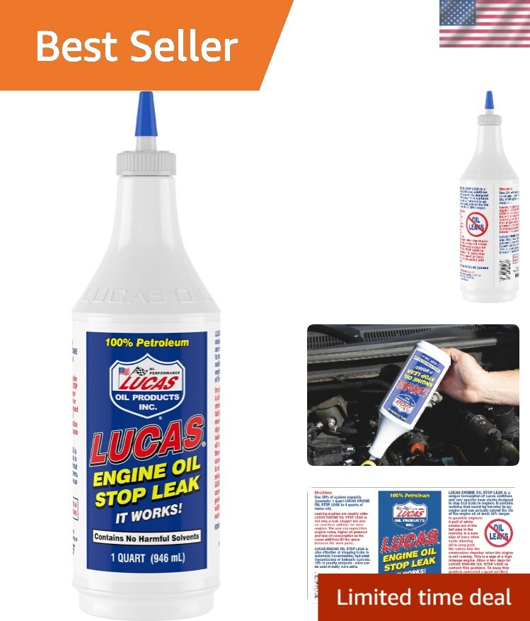 Lucas Engine Oil Stop Leak – 946ml Universal Fit to Seal Engine Leaks Safely