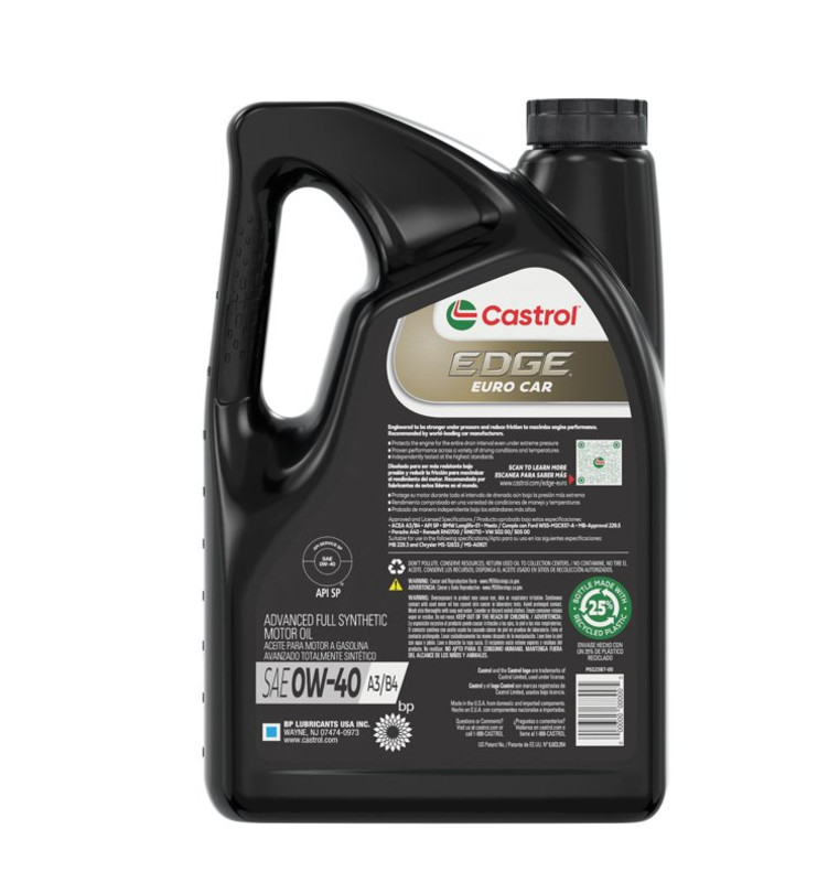 Castrol Edge 0W-40 A3/B4 Advanced Full Synthetic Motor Oil, 5 Quarts, single….