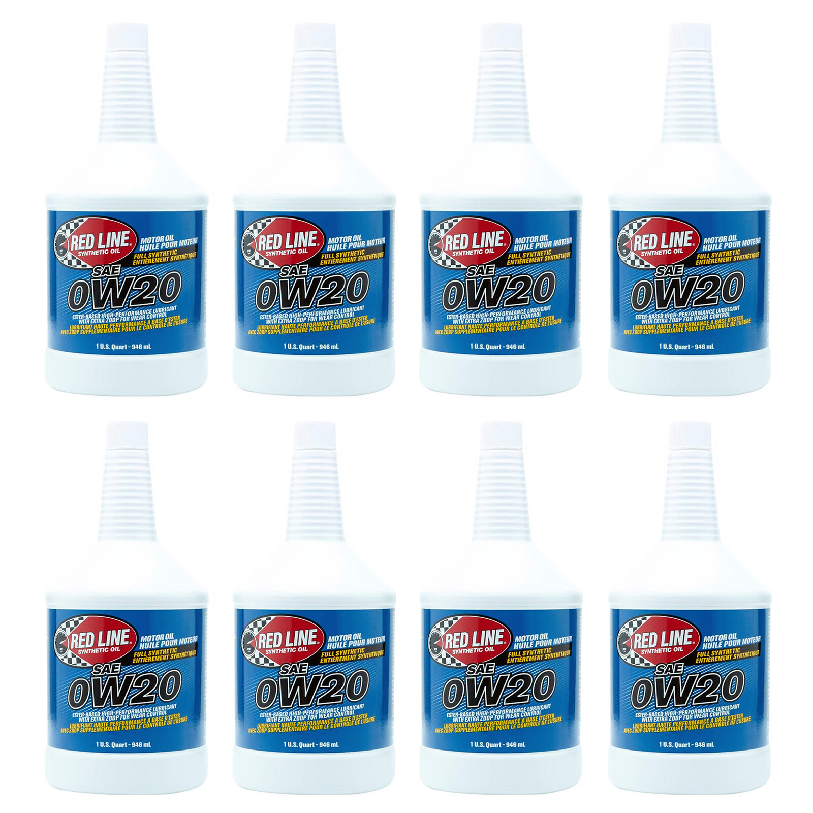 Red Line Oil Full Synthetic 0W20 Engine Motor Oill 1 Quart Bottles Pack of 8