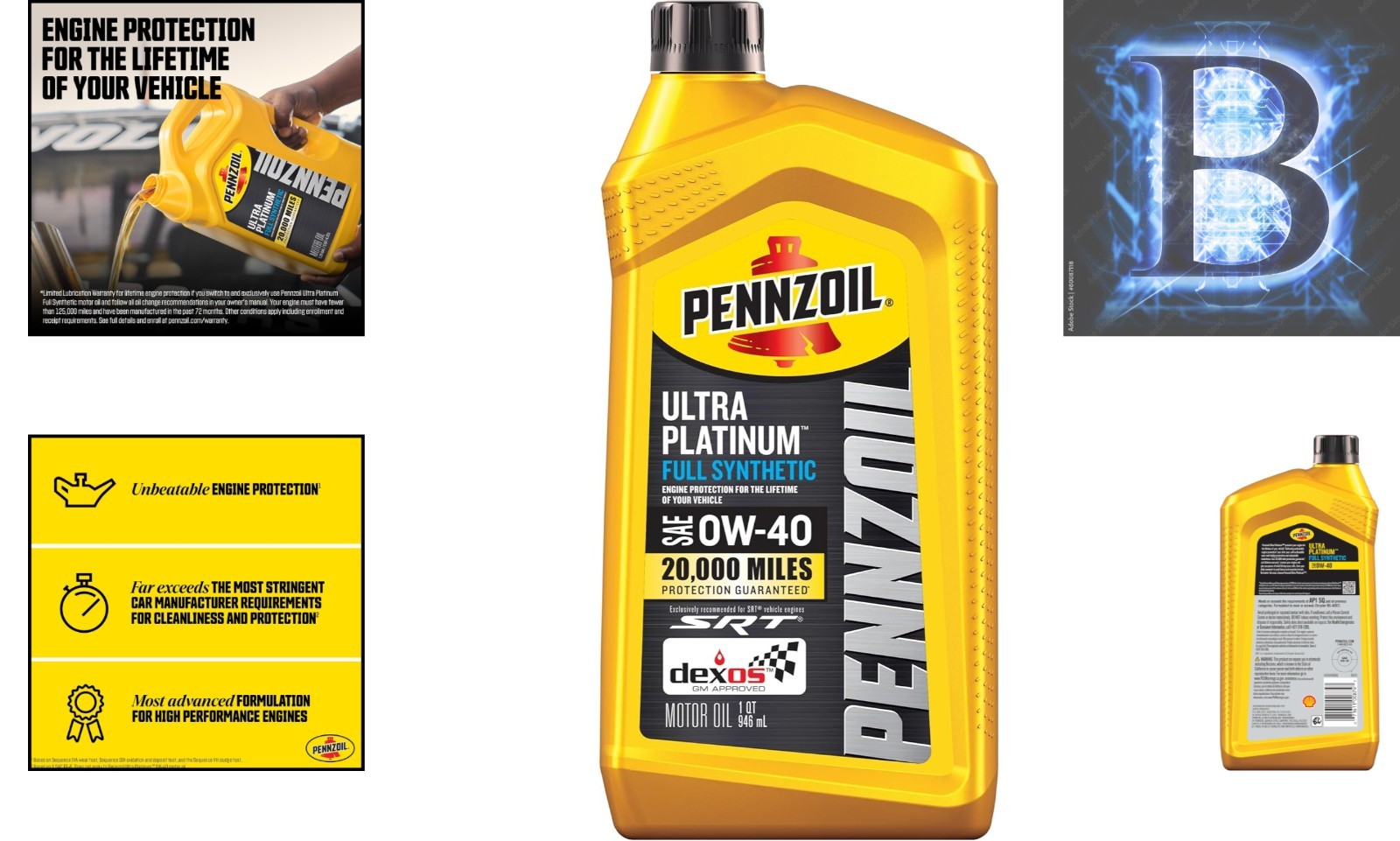 1 Quart Ultra Platinum 0W-40 Synthetic Motor Oil – High Performance Engine Oil