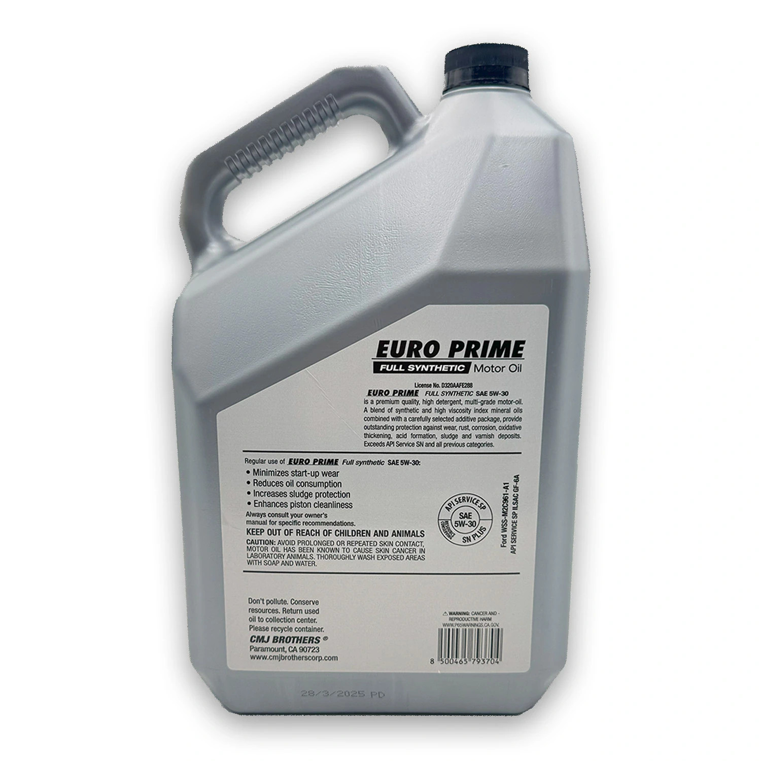 3 Pack 5 QT CMJ Brothers EURO PRIME 5W-30 Full Synthetic Motor Oil