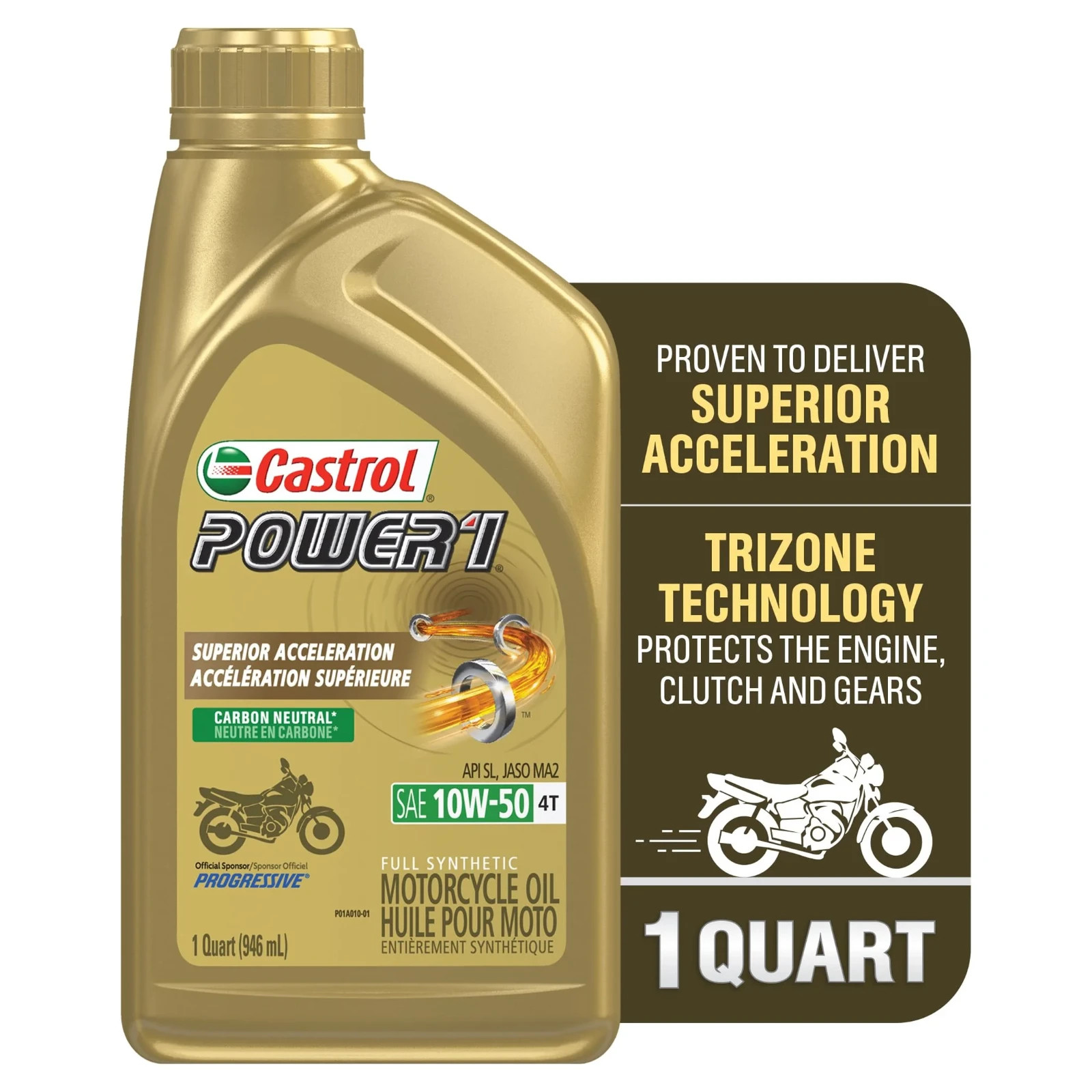 Castrol Power1 4T 10W-50 Oil – 1qt bottle