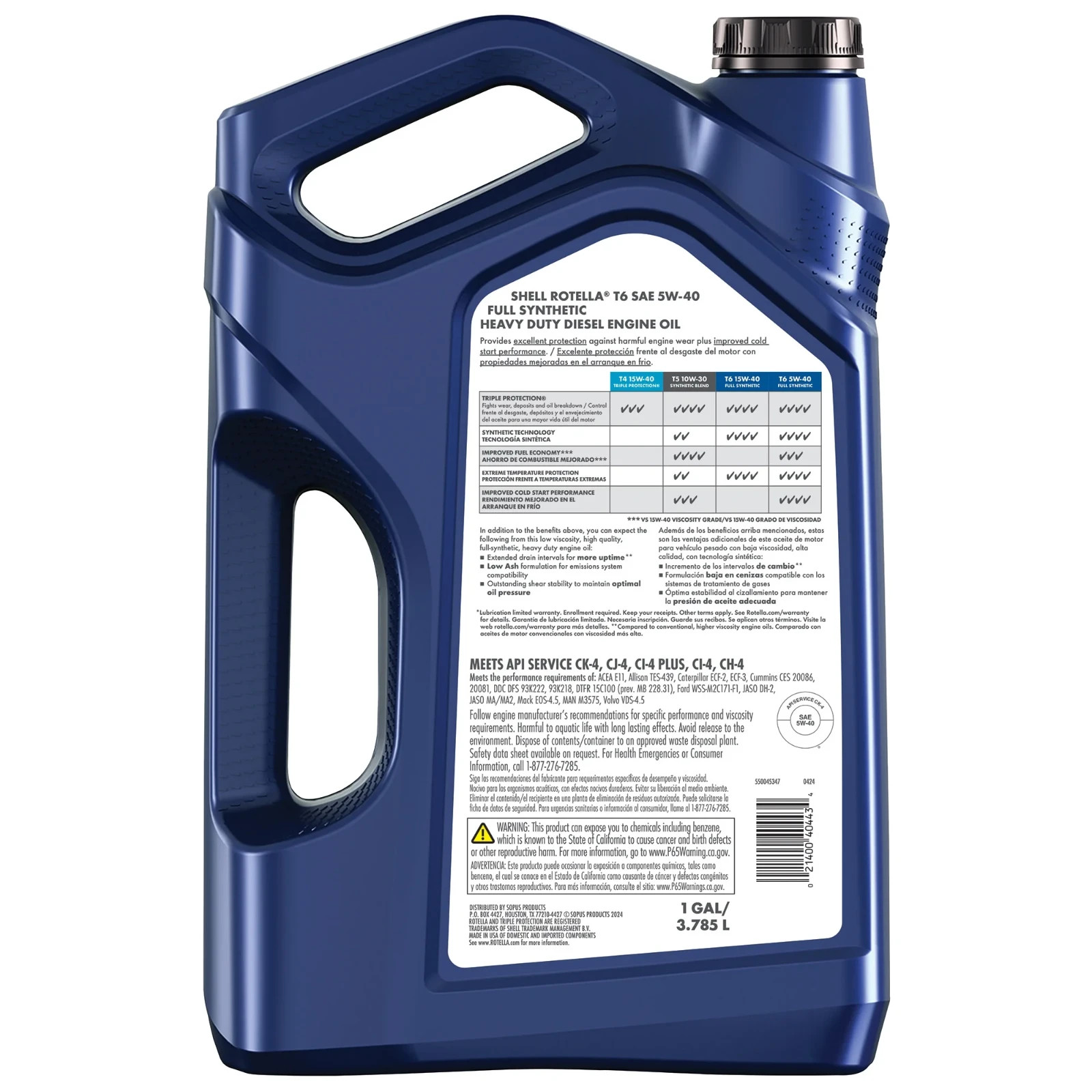 (2 pack) Shell Rotella T6 Full Synthetic 5W-40 Diesel Engine Oil, 1 Gallon