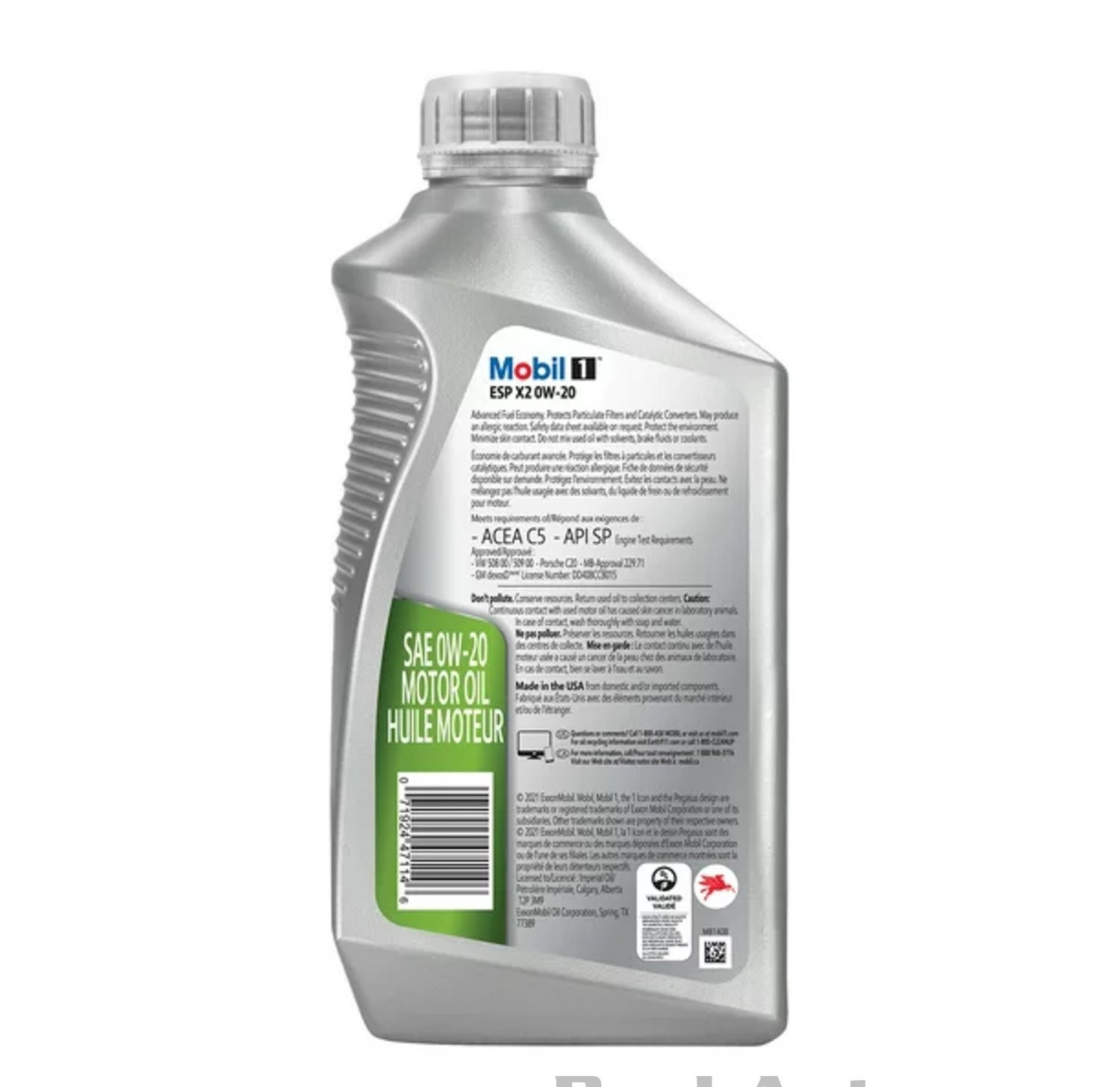 10 pack- MOBIL 125386 ESP X2 0W-20; ESP X2 Full Synthetic Motor Oil 0W-20, 1 Qt