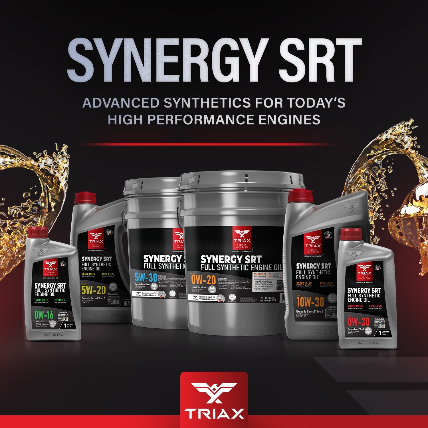 Triax Synergy SRT 0W-30 Full Synthetic PAO and Ester Engine Oil (6 Quart Pack)