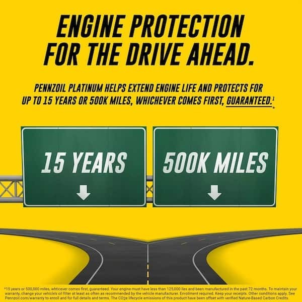 Pennzoil High Mileage Motor Oil 10W-30 Synthetic Blend 5 Qt Engine Protection