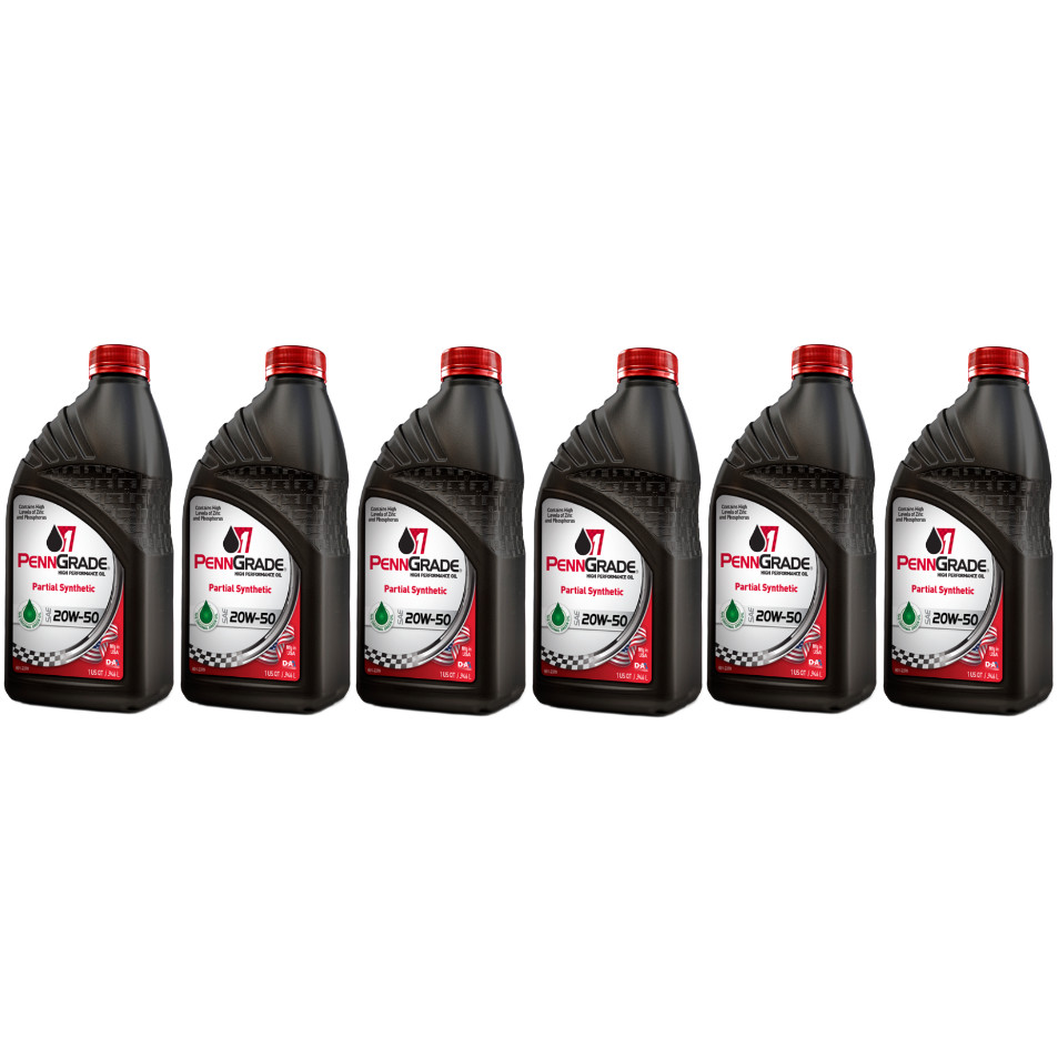 20w50 PennGrade Engine Oil Semi-Synthetic (6) Quarts HIGH ZINC Green Oil
