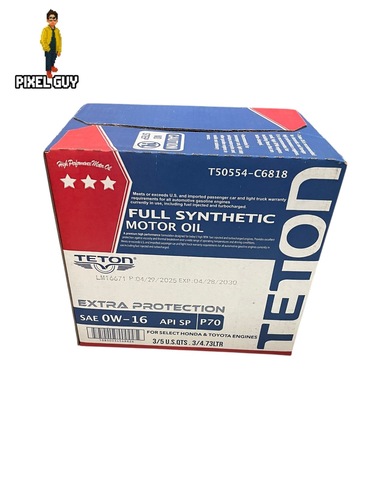 Lot of 3 Teton 0W-16 Full Synthetic Advanced Motor Oil 5 Quarts Made in USA