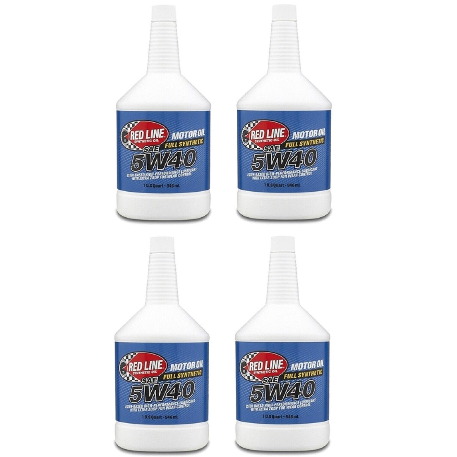 Red Line Oil 15404 Set of 4 Full Synthetic Ester Formula 5W40 Motor Oil, 1 Quart